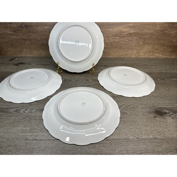 Crown Heiden Bavaria Porcelain Dinner Plates 10” Scalloped Edge & Gold Rim-4 Pc - Picture 5 of 6